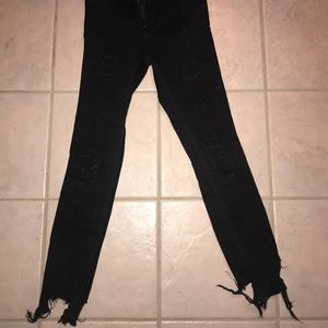 H&M black ripped high waisted jeans